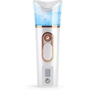Handy Mist Sprayer with Skin Analyzer Moisture Tester, Portable Atomization Eyelash Extensions Steamer Mister, Mini Cool with Large Capacity, Face Moisturizing, Hydration Refreshing(White)