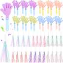 Lenwen 48 Pieces Pink Mermaid Party Noise Makers 24 Hand Clapper Noisemakers 24 Glitter Metallic Fringed Tassel Party Horns for Birthday Sporting Events Adults Carnival Games Rewards Cheer Supplies