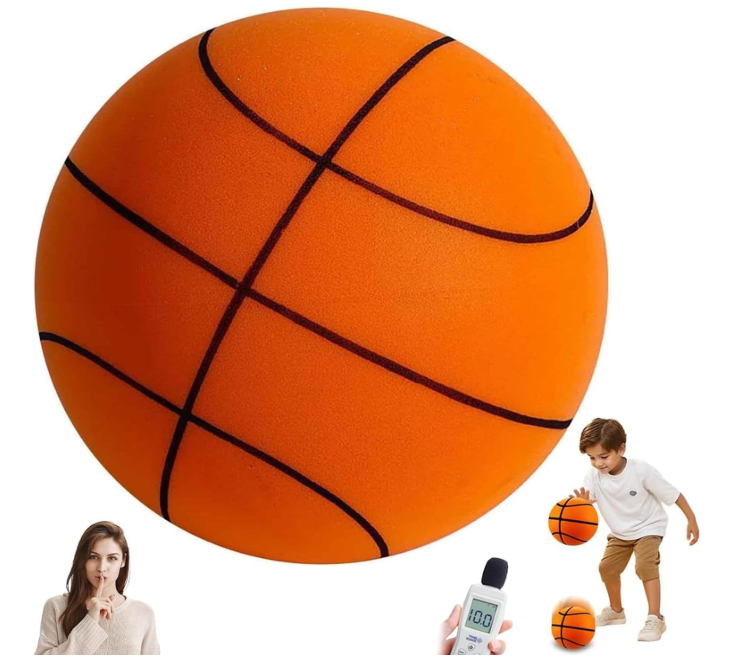 Silent Basketball Size 7 (29.5"), Soft Foam Indoor Basketball for Quiet Dribbling and Training, Grooved Airless Pro PU Foam Ball, Soundless Indoor Activities