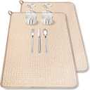 2 Pack XXL Large Microfiber Dish Drying Mat,24*17 inch Absorbent Dish Drainer Kitchen Counter,Dish Drying Pad for Countertops,Sinks,Draining Racks(Beige)