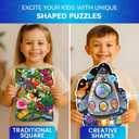 QUOKKA Shimmer Puzzles for Kids Ages 4-6  48 Piece Shaped Jigsaw Puzzles for Toddlers 3-5  4-Pack Dragon, Rocket, Firetruck & Dinosaur Children's Game Ages 4-8  Unique Gift Toy for Preschoolers
