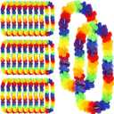 Set of 36 Hawaiian Leis Flower Lei Hawaiian Necklace Tropical Hawaii Luau Party Favors Decoration for Beach Birthday Graduation Kids Photo Prop, 41 Inches (Rainbow)