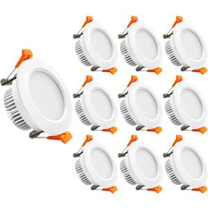 YGS-Tech 3 Inch LED Recessed Lighting, Dimmable Downlight 5W(40W Halogen Equivalent), CRI80, 4000K Natural White, Ceiling Light with LED Driver(10 Pack) (White-3Inch-10Pack)
