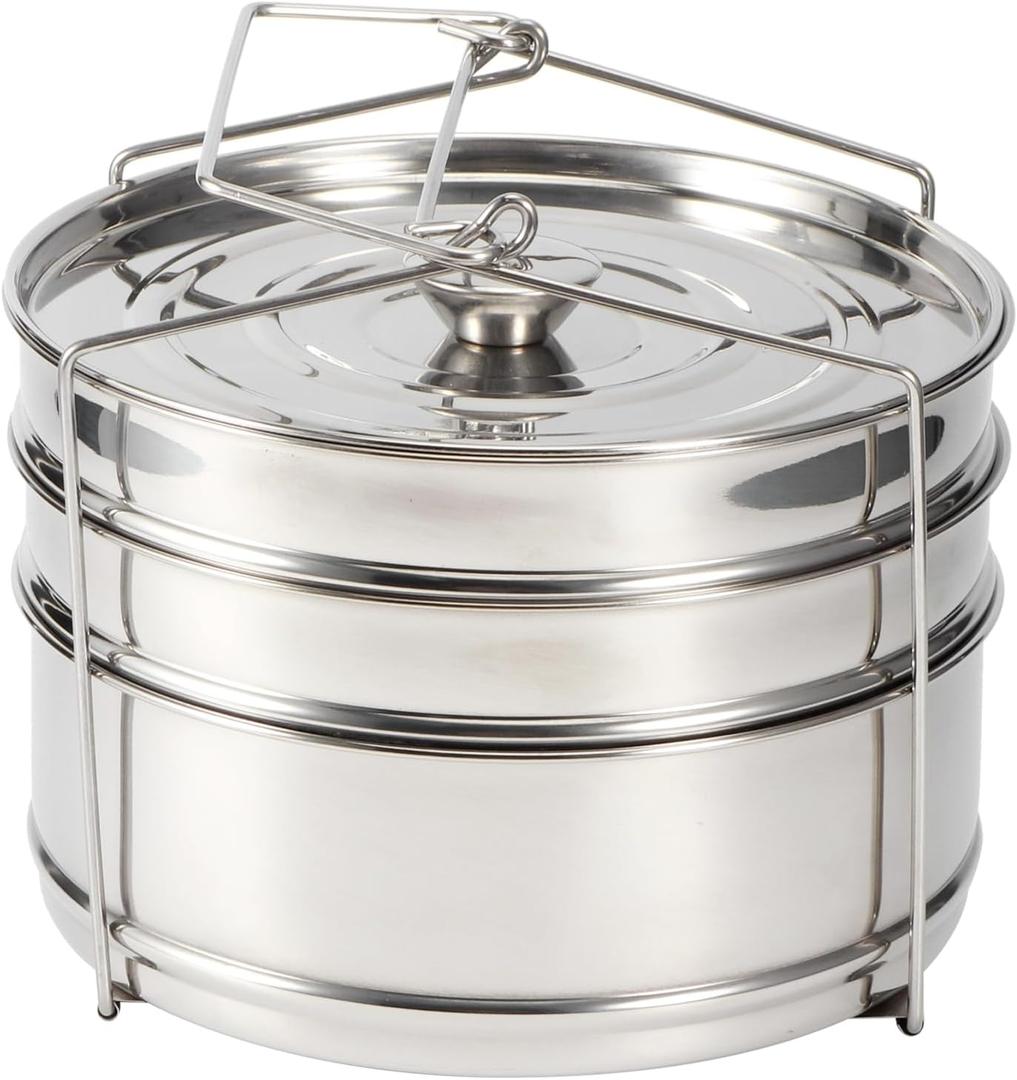 Stackable Stainless Steel Insert Pans - 6QT Instant Pot Accessories, 3 Tier Handle, Pot, Steamer, Pressure Cooker Cookware