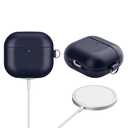 RIXENY Leather Case for AirPods 4 with D Clip Hand Strap, Genuine Veg-Tanned Leather Cover Compatible with AirPods 4th Gen 2024, Patina Finish, Wireless Charging for Stylish Professionals