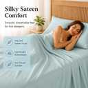 CozyLux King Size Sheets Set, 100% Rayon Derived from Bamboo, Sateen Weave | OEKO-TEX Certified, 240 TC Sateen, 16-Inch Deep Pocket 360° Elastic, Silky & Breathable Feel for Hot Sleepers, Capri Blue