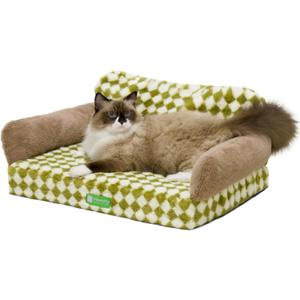 MEWOOFUN Cat Bed for Indoor Cats Orthopedic Dog Bed for Small Medium Dogs, Egg- Foam Pet Bed with Removable Washable Cover and Non-Slip Bottom (Medium, Green)