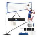 Outdoor Volleyball Net for Backyard. 12FT/20FT/32FT, 4 Adjustable Height Options, Ball with Pump, Boundary Markers, Carry Case and Stakes Included