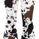 Amzbeauty High Waist Yoga Flare Pants Soft Breathable Bell Bottom Pants for Woman (Large, Cow Spots)