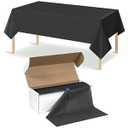 54 Inch×300 Feet Black Tablecloth Roll Disposable Rectangle Black Table Cloth Roll Plastic Table Covers with Slide Cutter for Birthday Graduations Halloween Party Decorations
