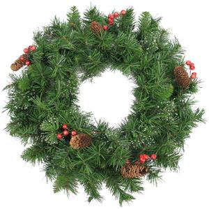 Iced Mixed Pine, Berries and Pinecones Artificial Christmas Wreath - 24" - Unlit