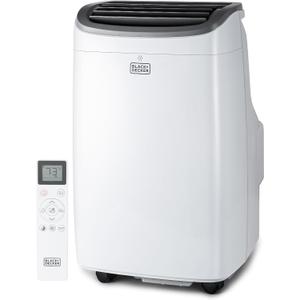 Black+Decker 10000 BTU Portable Air Conditioner Unit, Remote, LED Display, Window Vent Kit, 4 Caster Wheels, White