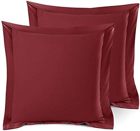 Nestl Soft Pillow Shams Set of 2 - Double Brushed Microfiber Pillow Covers - Hotel Style Premium Bed Pillow Cases, with 1.5” Decorative Flange, Euro 26"x26" - Burgundy