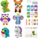 Mobelixy 6PCS Crochet Kit for Beginners, 2026 Christmas Knitting Kit with Step-by-Step Video Tutorials, Beginner Crochet Kit for Adults (Blue)