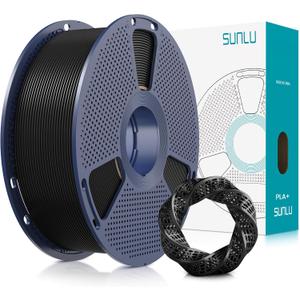 SUNLU PLA Plus Filament 1.75mm Black 1KG, Neatly Wound 3D Printer Filament 1.75mm, PLA+ 1000g, Dimensional Accuracy +/- 0.02 mm, Fit Most FDM 3D Printers, 1kg Spool (2.2lbs), Black