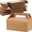 NINGWAAN 50 PCS Brown Gable Boxes, 7.9 x 5.9 x 4.1 inch Kraft Paper Party Favor Treat Bakery Goodie Gift Boxes for Wedding, Birthday, Party