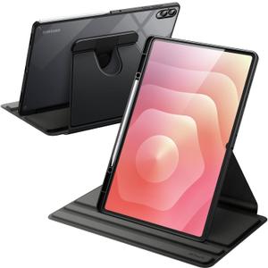JETech Rotating Case for Samsung Galaxy Tab S11 Ultra with S Pen Holder, 360 Degree Rotation Protective Stand Cover Clear Back, Auto Wake/Sleep (Black)