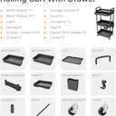 3 Tier Rolling Utility Cart with Drawer,REBECAT Utility Cart Made of Multifunctional Storage Organizer Tool for Kitchen,Bathroom,Living Room,Office(Black)