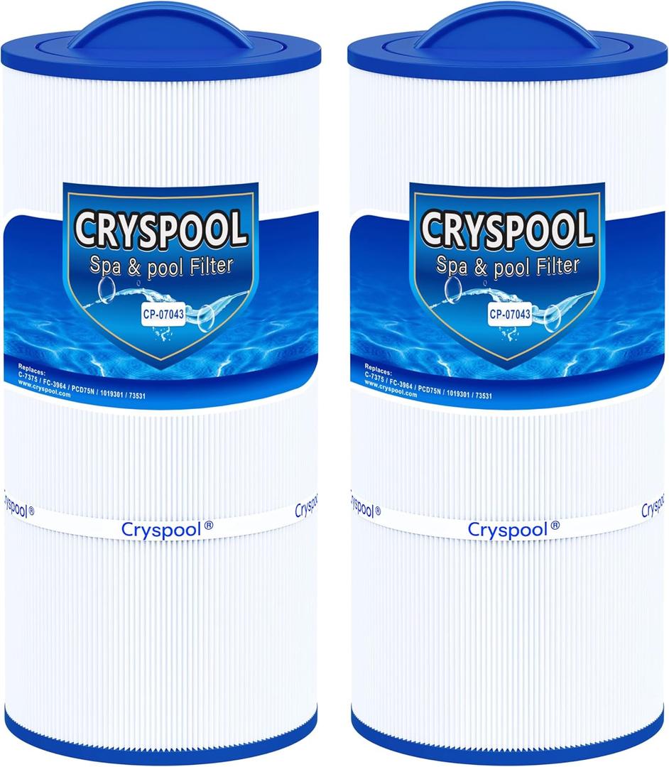 Cryspool 07043 Filter Compatible with Caldera 75, C-7375, 1019301, 73531, PCD75N, FC-3964, 75 Sq. Ft Spa Filter Cartridge, 2 Pack