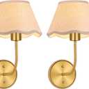 Boho Wall Sconces Set of Two Rattan Wall Lamp Rustic Brass Wall Mount Light Hardwire Wall Sconces Lighting for Bedroom Living Room Hallway Vanity Stairway, E26 Base, 2 Pack (8.6inch-hardwired, Gold)