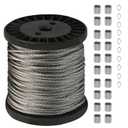 200 FT Wire Rope, 1/5" Wire Rope Kit, 304 Stainless Steel Cable, 7x19 Strand Aircraft Cable Rope for Yard Zipline Clothes Trellis