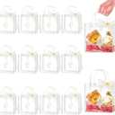Ohuimrt 50 PCS Clear Plastic Gift Bags with Handles, 6.89 x 6.89 x 3.54 Inches Reusable Party Favor Bags with Ribbon Transparent Gift Wrap Bags Bulk for Weddings Birthdays