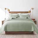ROARINGWILD Sage Green King Size Quilt Bedding Sets with 2 Pillow Shams, Lightweight Soft Bedspread Coverlet, Quilted Blanket Thin Comforter Bed Cover for All Season, 3 Pieces, 104x90 inches