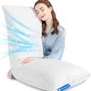 SUPA MODERN Cooling Bed Pillows for Sleeping 1 Pack Shredded Memory Foam Pillows Adjustable Cool Pillow for Side Back Stomach Sleepers Luxury Gel Pillows Body Pillow with Washable Removable Cover (Original White (Cooling))