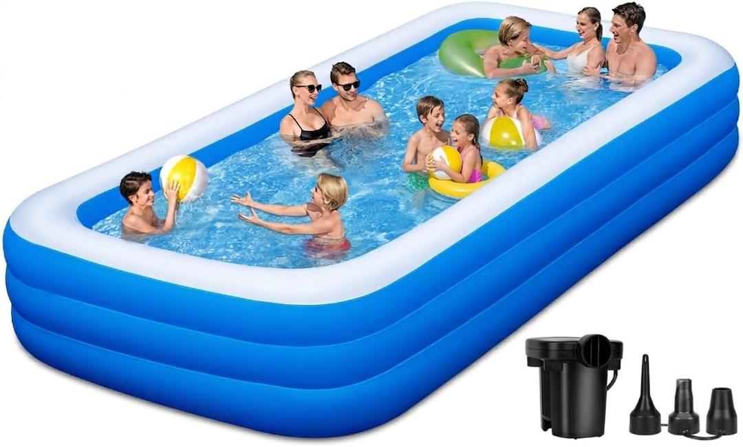 180" x 76" x 22" Large Inflatable Swimming Pool for Adults & Kids, Oversized Family Blow Up Pool for Backyard, Sturdy Thickened Kiddie Pool, Easy Setup & Portable