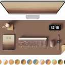 YSAGi Double-Sided Desk Pad, 35.4"x17"Leather Desk Mat, Eco Cork Desk Pad Protector,Large Mouse Pad,Waterproof Desk Blotter for Office/Home(Coffee)