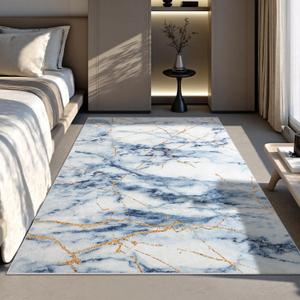 CRYPTOLITE Abstract Area Rug 4x6 Washable Rug with Non-Slip Backing Low Pile Area Rug Area Rugs for Living Room, Bedroom, Dining Room, Blue