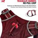 Tuff Pupper Escape Proof Dog Harness for Extra Large Dogs | No Pull Lightweight Adjustable Harness | No Escape Multifunctional Outdoor Pet Gear | Strong Durable Breathable | Secure Comfortable Fit, Maroon, S