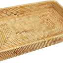 Rattan Serving Tray, Rectangular Woven Tray Wicker Decorative Serving Baskets, Hand Woven Wicker Basket, Decorative Tray for Home