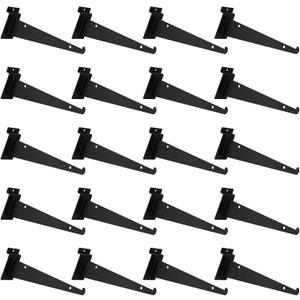 20 Pack Metal Slatwall Shelf Brackets with Lip Heavy Duty, Slatwall Accessory for Panels Shelving, Garage, Retail Display (Black, 8 Inch)