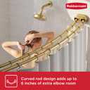 Rubbermaid Double Curved Shower Curtain Rod, No Drill, 50-72 Inches Adjustable Tension Shower Rod for Bathroom, Non-Slip, No Rust, Gold