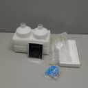 Gold Soap Dispenser Set, Glass Hand and Dish Soap Dispenser Set with Tray, Stainless Pump, 14 Stickers for Kitchen, Bathroom Soap and Lotion Dispenser, Modern Counter Decor (White Bottle/ Gold Pump)