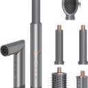 5 in 1 Hair Styler & Air Dryer Brush Set, High-Speed Negative Ionic Foldable Hair Dryer Fast Drying, Multi Professional Hot Air Styler for Curling Volumizing Straightening Styling (Grey)