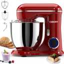 CEBORY 3-IN-1 Electric Stand Mixer, 6.5QT Bowl 660W 10-Speed Kitchen Mixer, Household Food Mixers include Dough Hook, Beater and Whisk, Bread Cake Mixer for Baking and Most Home Cooks, Red