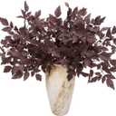 6 Pcs 21" Cimicifuga Plant Leaves Spray Fall Floral Stems Faux Plum cimicifuga Foliage Branch for Home Vase Autumn Decor Flowers Arrangement Table Wedding Garden Farmhouse