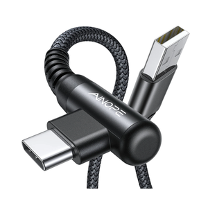 AINOPE USB to USB C Cable [2Pack, 6.6ft] 3.1A Type C Charger Fast Charging, Right Angle USB C Cable for iPhone 17 Carplay Cable, Galaxy S10+ S10 S9, Note 10 9, LG V30, Moto, iPhone 16 15 Charger Cord