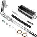 FVRITO High Performance Big Bore Exhaust Muffler Silencer Head Pipe Full System with Hardware Parts Fit for XR50 CRF50 Chinese 70cc 110cc 125cc SSR Taotao SDG Coolster Apollo Dirt Pit Bike Black