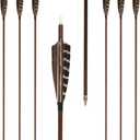 Letszhu Archery Carbon Arrows Wooden Grain Shaft 500 Spine with Feather Fletching for Hunting Target Shooting, 29 Inch Arrows 6 Pack