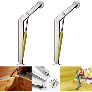 Toy Box Hinges Soft Close - Chest Hinges and lid Support Soft Close - HADEWEITE 200N Gas Struts for Heavy Wooden Boxes (2 Pack 200N/30LB)