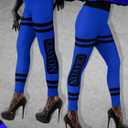 Halloween Crayon Leggings for Women Stretchy Pants Crayon Funny Tights for Halloween Cosplay (Blue, M)