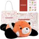 Niuniu Daddy Red Panda Weighted Stuffed Animals, 3.3lb Weighted Plush Red Panda Toys for Adult Kid Girl, Giant Stuffed Plush Pillow as Gift for Valentine Include Bag Sticker Card