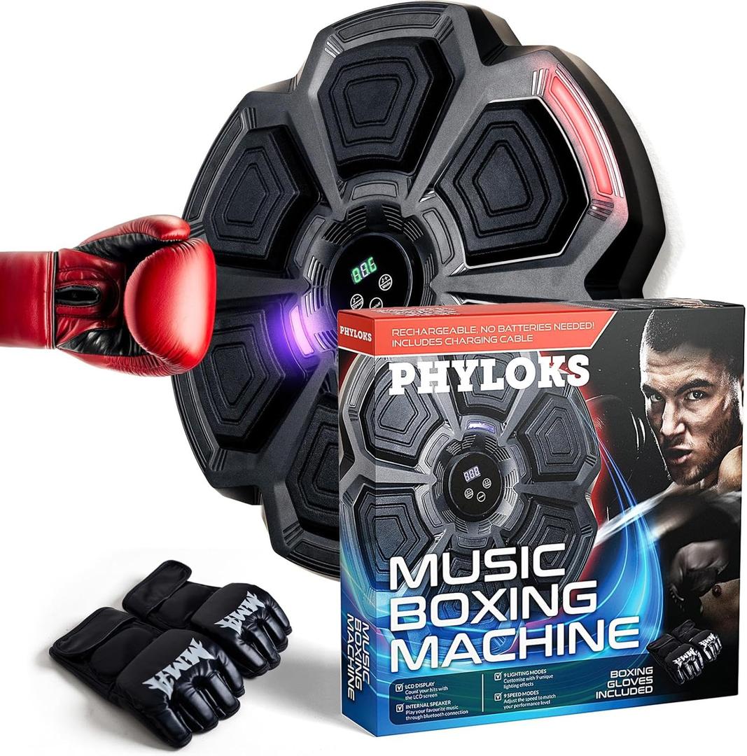 Music Boxing Machine, Boxing Equipment, Music Boxing Machine for Adults & Kids, Boxing Machine Wall Mounted Music, Music Punching Machine, Boxing Music Punch with Gloves (Black)