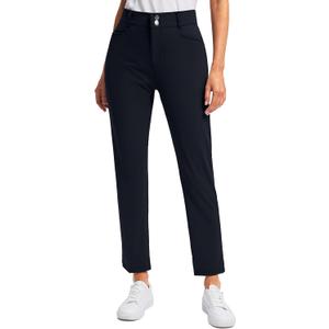 Viodia Women's Golf Pants with Zipper Pockets 7/8 Stretch Ankle Pants for Women Travel Casual Work (Large, Black)