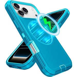 Jelanry for iPhone 17 Pro Max Case Compatible MagSafe & Rugged -Turquoise, Heavy Duty Dual-Layer Shockproof Protective Back Cover w/Port Anti Dust Scratch Protection Phone Cases for iPhone 17 Pro Max