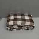 Melodieux Buffalo Check Plaid Curtains for Living Room, Bedroom Farmhouse Gingham Style Cotton Texture Rod Pocket Semi Curtain Drapes, Brown, 52 x 84 Inch(2 Panels)