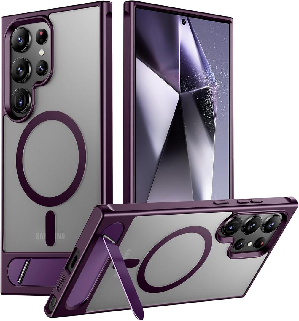 Temdan Magnetic for Samsung Galaxy S24 Ultra Case, [Innovate Stand][Military Grade Drop Protection][Non Slip][Translucent Matte] Shockproof Phone Case for Galaxy S24 Ultra 6.8" 2024 -Purple